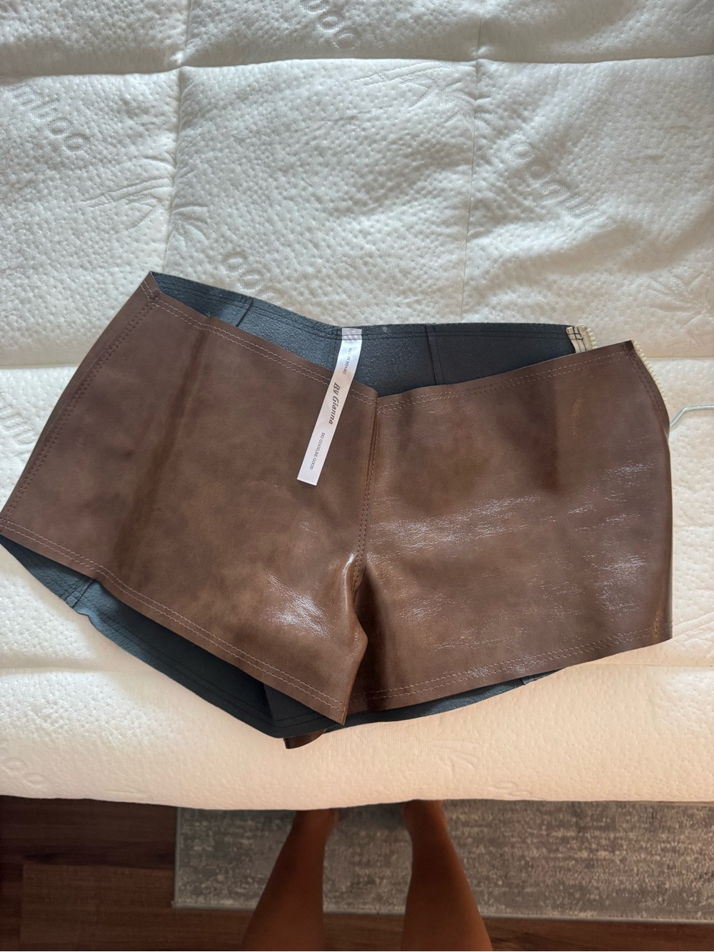 Brown Faux Leather Women’s Shorts